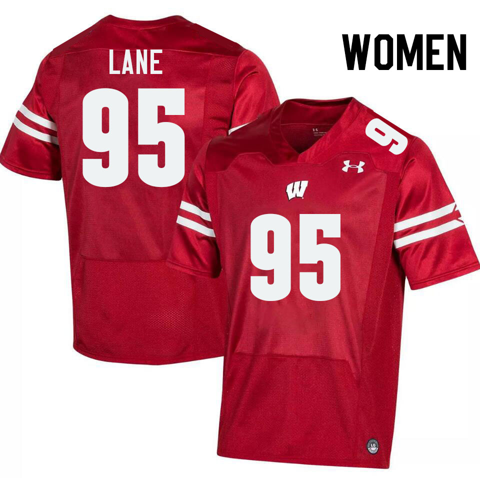 Women #95 Brandon Lane Wisconsin Badgers College Football Jerseys Stitched-Red